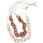 Raffia chain-link 36" necklaces (also in black), R.J. Graziano.