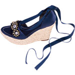 Embellished satin wedges, J Vincent.