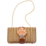 Wicker bag with jeweled shell ornament, Kenneth Jay Lane for Hollywould.