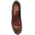 Metallic leather open-toe flats, Delman.