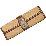 Straw clutch with leather trim, Isaac Mizrahi for Target.