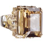 Cocktail ring of smoky topaz with sterling silver, Erica Courtney.