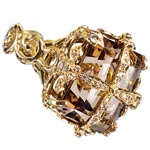 Smoky-topaz-and-diamond cocktail ring with 18kt gold, Erica Courtney.