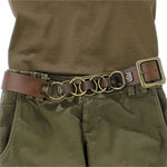 Leather belt with gold-plated hardware, Express Design Studio.