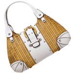 Leather-and-wicker bag, Salvatore Ferragamo.