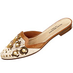 Leather-and-embellished-fabric mules, Isaac Mizrahi for Target.