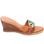Patent-leather-and-wood wedges with metal grommets
, Madeline
