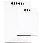 Personalized stationery with custom silhouettes (ready in two weeks), Petite Prints.