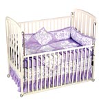 Orchid crib bedding (set includes bumper, sheet, dust ruffle and blanket), Pitter Patter.