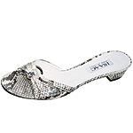 Snakeskin-print mules, Isaac by Isaac Mizrahi.