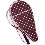 Tennis bag in chocolate with pink polka dots, Ame & Lulu.