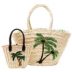 Embroidered straw totes with cotton lining, also with flamingo or beach chair patterns, J. Crew.