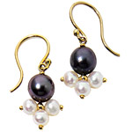 18kt gold earrings with black and white pearls, Ten Thousand Things.
