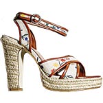 Canvas stacked-heel platform with leather trim, Soho Lab A Skechers Design.