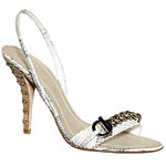 Snake-embossed leather slingbacks, Studio 9.