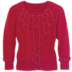 Ruffled cashmere cardigan, Margaret O'Leary.
