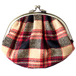 Wool with patent-leather trim coin purse, Rampage.