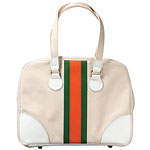 Canvas with leather and brass laptop bag, Vivier.