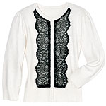 Cotton-cashmere cardigan with lace trim, Behnaz Sarafpour.