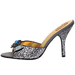 Glitter-and-vinyl mules, Hale Bob.