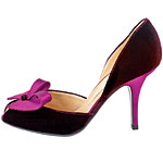 Velvet pumps with satin bow, Emporio Armani.