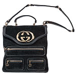 Suede shoulder bag with zipper detail, Gucci.
