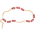Belt of patent leather and gold-plated chain link, Noir.