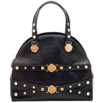 Leather handbag with signature medallions, Versace.
