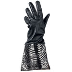 Leather gloves with metallic python cuff, Devi Kroell.