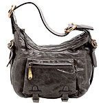 Leather handbag with antiqued brass hardware, Francesco Biasia.