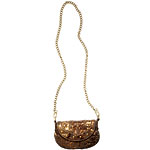 Leather bag with bronze-tone chain, Old Navy.