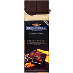 Intense Dark Citrus Sunset with orange bits and caramel crunch, Ghiradelli.