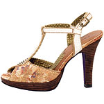 Slingbacks of velvet and distressed leather, Kenzie Shoes.