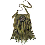 Embellished suede hobo bag, Malini Murjani.