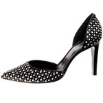 Satin pumps with diamanté and embroidery in bullion beads, Giorgio Armani.