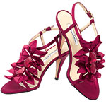 Silk faille sandals, Oscar de la Renta.