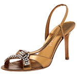 Leather slingbacks with Swarovski crystals, Gunmetal by Spaulding & Gublo.