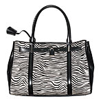 Cotton-and-leather bag, Ann Taylor.