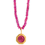 Tourmaline beads with glass pendant, Elizabeth Locke.