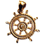 Ship's wheel charm of 14kt yellow gold, Prince Charming.