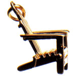 Adirondack chair charm of 14kt yellow gold, Rembrandt Charms.