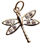 Sterling-silver dragonfly charm with crystal wings, REO.