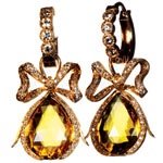 18kt gold and diamond earrings with beryl drops, Erica Courtney.