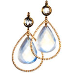18kt gold, moonstone and diamond earrings, Irene Neuwirth.