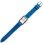 Silver-tone watch with croc-embossed leather strap, Pedre.