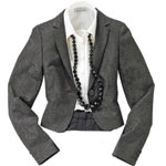Polyester-rayon-spandex jacket, Express Design Studio.