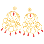 Earrings 18kt gold with diamonds and coral drops, Loree Rodkin.