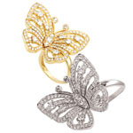 Butterflies of 18kt white gold and yellow gold rings set with diamonds, Van Cleef & Arpels.