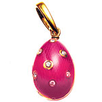 Egg of 18kt gold, pink enamel and diamonds,, Faberg.