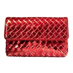 Metallic-leather Cassis clutch (5''x3''x2''), Bottega Veneta.